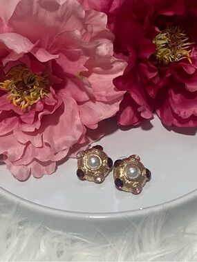 Jeweled pearl earrings